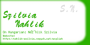 szilvia nahlik business card